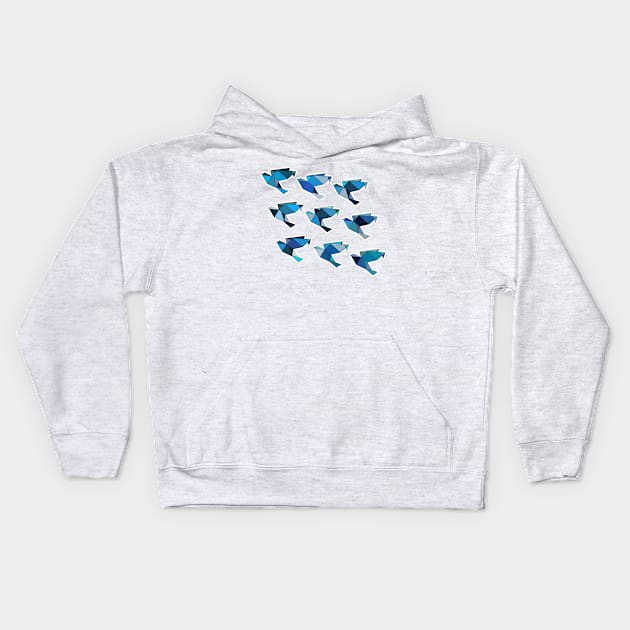 Origami Birds Flock Kids Hoodie by Birding For Humans